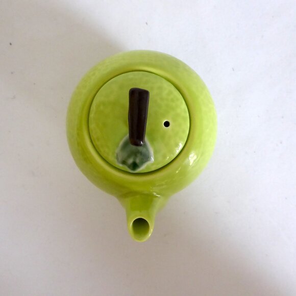 VINTAGE JAPANESE JAPAN PORCELAIN MINI CANTALOUPE FRUIT TEAPOT & LEAF SAUCER (NEW - Picture 7 of 12